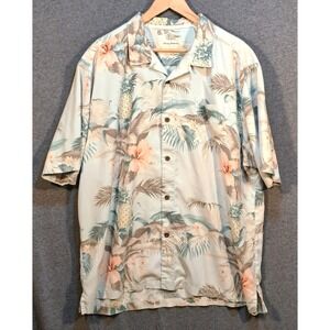 Tommy Bahama Mens XXL Original Fit Silk Blend Hawaiian Shirt Pineapple Floral